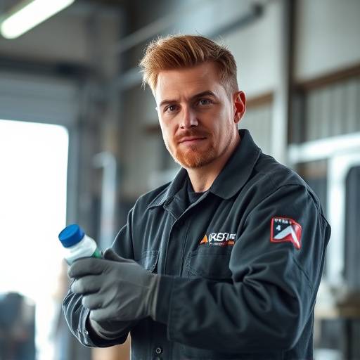 AutoFix Garage technician performing an oil change on a vehicle.